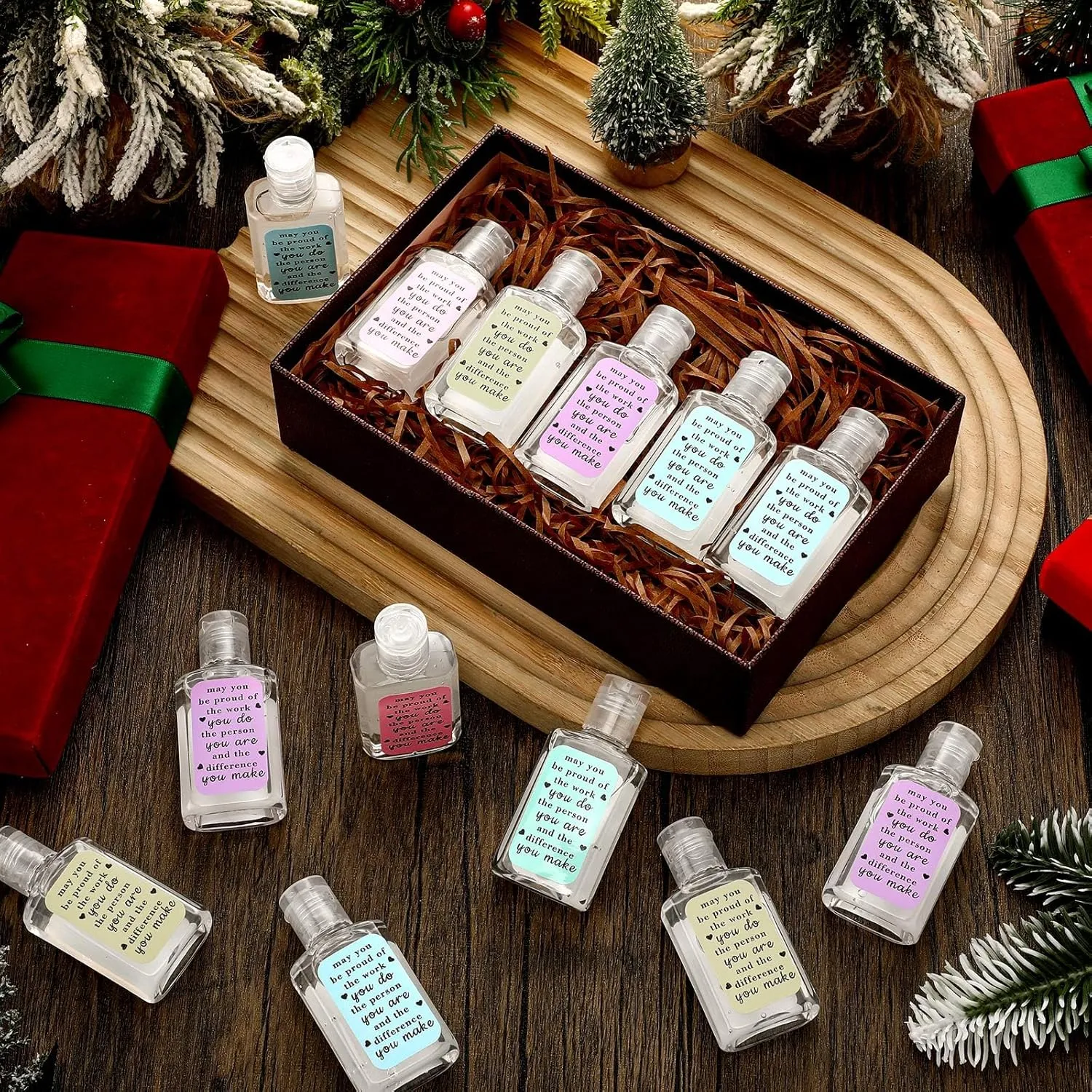 10 Pcs Thank You Gifts for Coworker Mini Hand Sanitize Gel Bulk Scent Hand Sanitizer Travel Size Inspirational Appreciation Gifts for Christmas Party Supplies Friends Teacher Employee