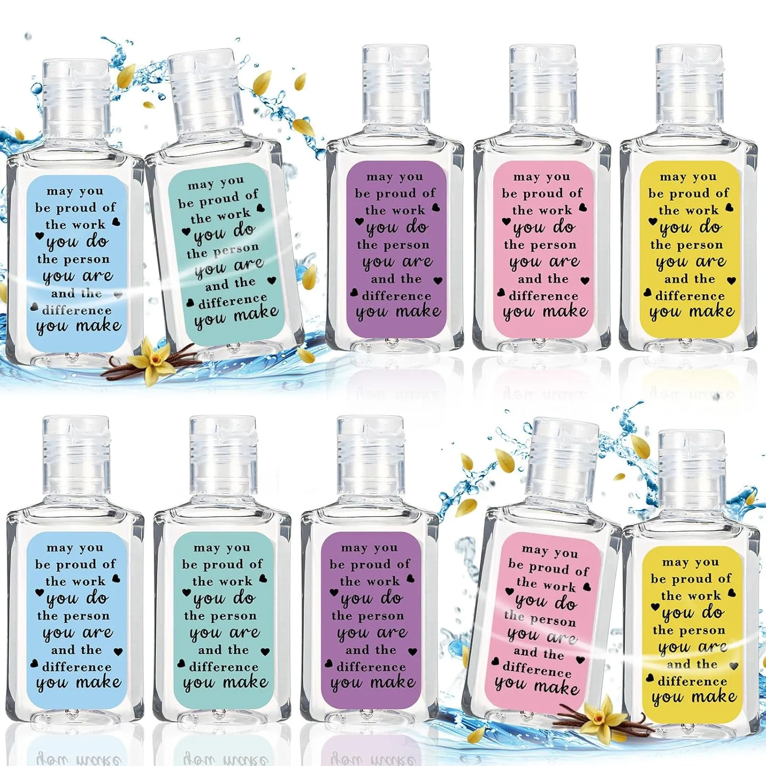 10 Pcs Thank You Gifts for Coworker Mini Hand Sanitize Gel Bulk Scent Hand Sanitizer Travel Size Inspirational Appreciation Gifts for Christmas Party Supplies Friends Teacher Employee