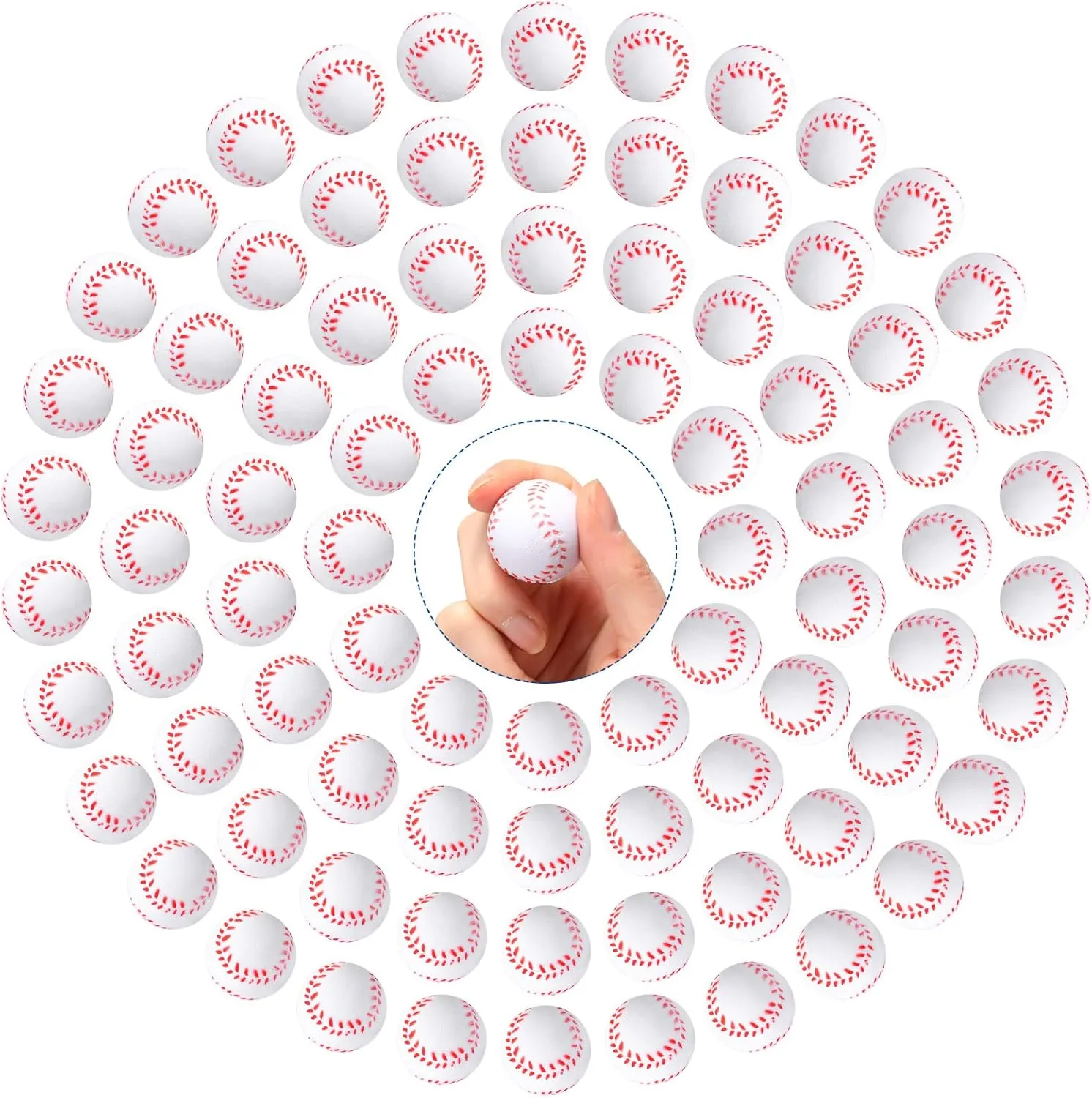 100 Pack Mini Foam Baseballs Bulk for Sport Party Stress Relief Soft Baseballs for Birthday Game Party Supplies Favors, 1.18 Inch