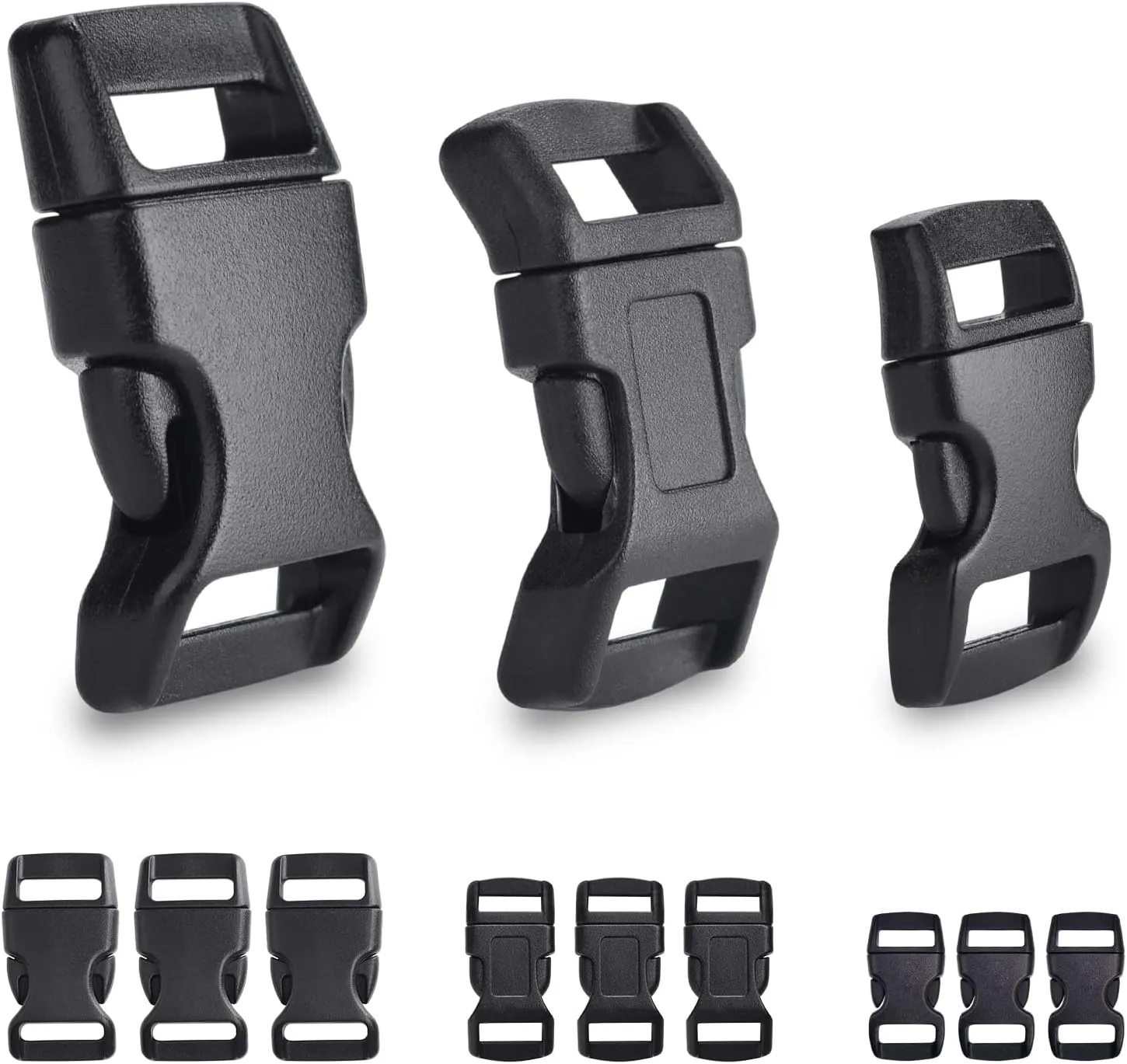 10pcs 5/8" Compass Whistle Buckle   60pcs 5/8, 1/2 and 3/8 Inch Paracord Buckles for Parachute Cord Bracelet