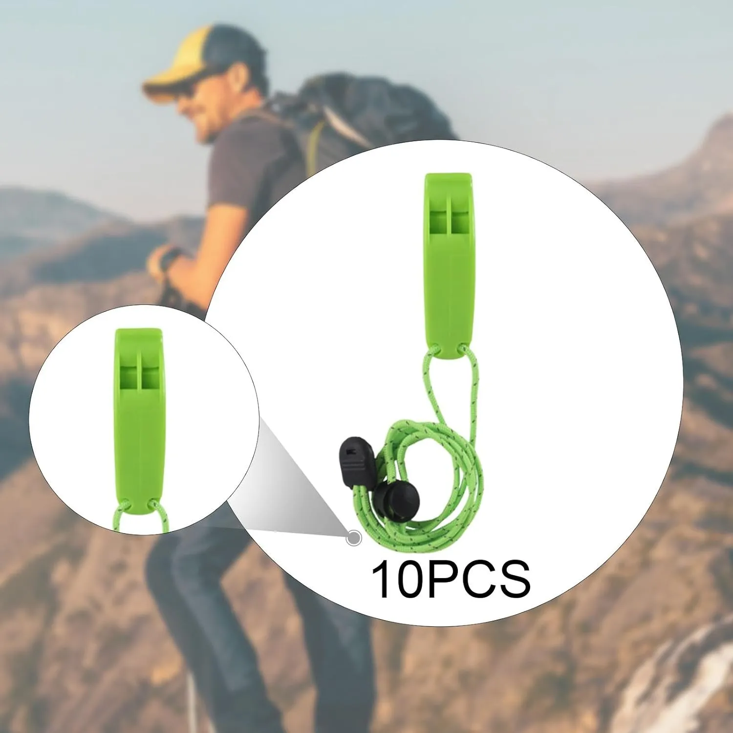 10Pcs Emergency Whistle Safe Whistle with Back Clip Loud Portable with Lanyard Survival for Hunting Hiking Kayaking Boating