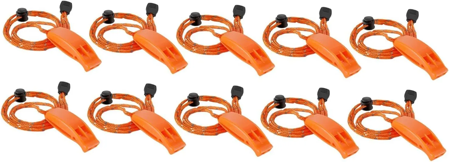 10x Emergency Whistle with Lanyard Practical Loud Lightweight with Back Clip Outdoor Safe Whistle for Mountain Climbing Kayak