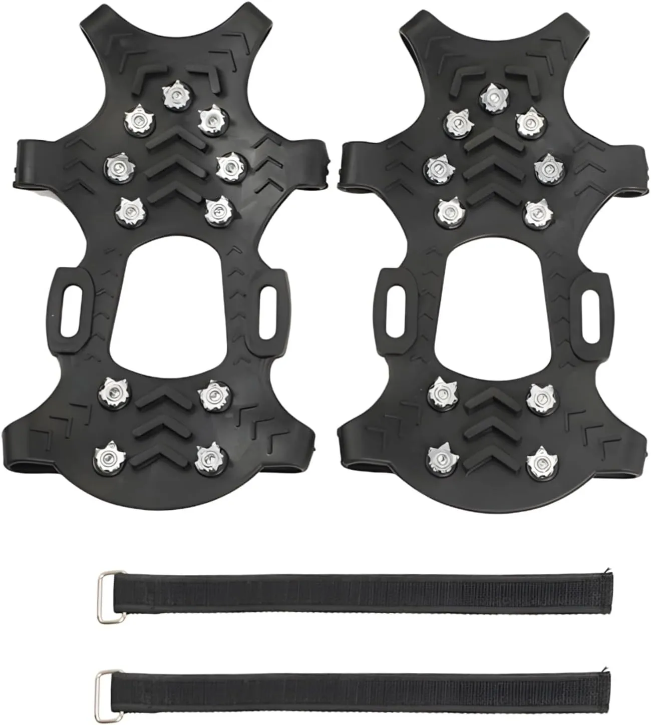 11-Tooth Ice Cleats for Winter Traction, Universal Crampons with Metal Spikes, Anti-Slip Grippers for Boots, Hiking, Walking, and Climbing