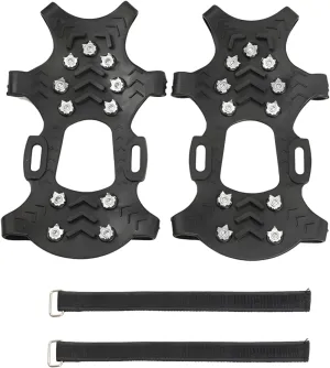 11-Tooth Ice Cleats for Winter Traction, Universal Crampons with Metal Spikes, Anti-Slip Grippers for Boots, Hiking, Walking, and Climbing