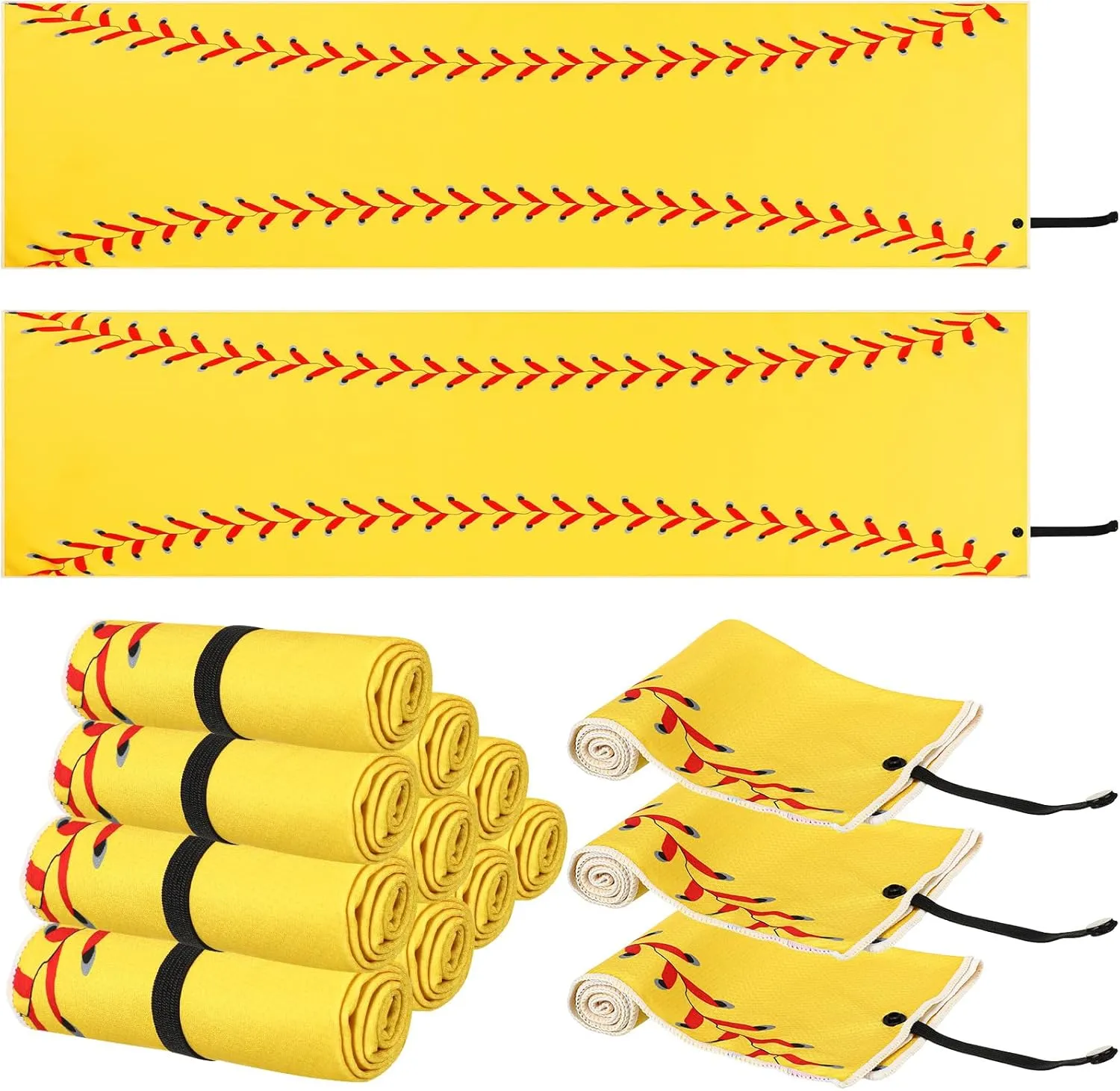 12 Pcs Mini Softball Cooling Towel with Snap Loop, 30" x 9" Cooling Towel for Neck and Face Breathable Chilly, Microfiber Sport Rags for Softball Team Gift, Cold Sweat Rag for Sport