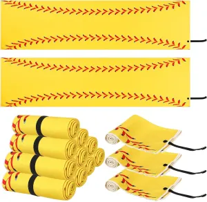 12 Pcs Mini Softball Cooling Towel with Snap Loop, 30" x 9" Cooling Towel for Neck and Face Breathable Chilly, Microfiber Sport Rags for Softball Team Gift, Cold Sweat Rag for Sport