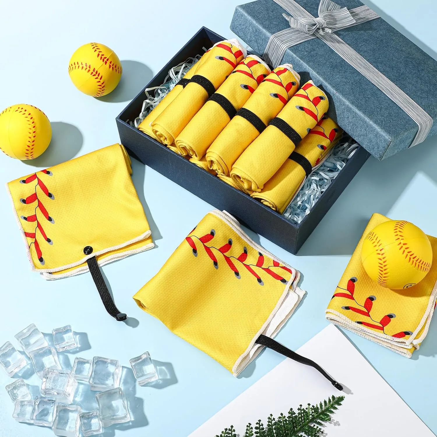 12 Pcs Mini Softball Cooling Towel with Snap Loop, 30" x 9" Cooling Towel for Neck and Face Breathable Chilly, Microfiber Sport Rags for Softball Team Gift, Cold Sweat Rag for Sport