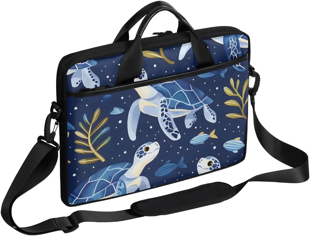 13-15 inch Marine life portable laptop bag Seaweed Turtle single shoulder laptop bag, suitable for work, travel, and other purposes