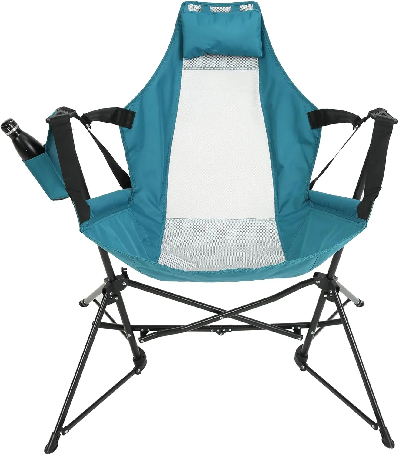 2 Set of Hammock Camping Chair,Folding Portable Rocking Chair, Aluminum Alloy Adjustable Back Swinging Chair with Pillow Cup Holder, Recliner with Carry Bag for Outdoor Travel Lawn Backyard (Blue)