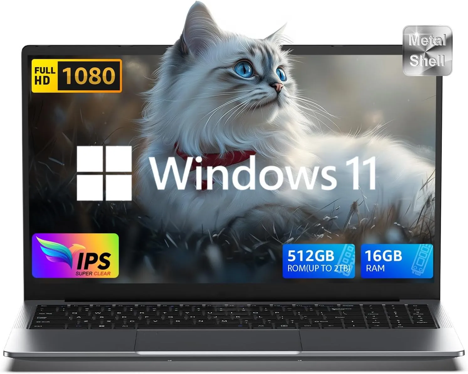 2025 Laptop Computer with Windows 11, Intel N150 Quad-Core Processor 16GB DDR4 RAM 512GB SSD, 15.6" FHD IPS Display, WIFI,5000mAh Battery,USB3.2 Gen1,Portable Laptops for Business Office Student