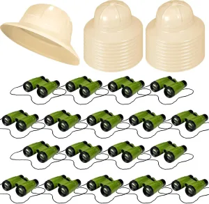 24 Pcs Safari Party Favors Include Binoculars Toy Explorer Party Hats Bulk Jungle Costume Gifts