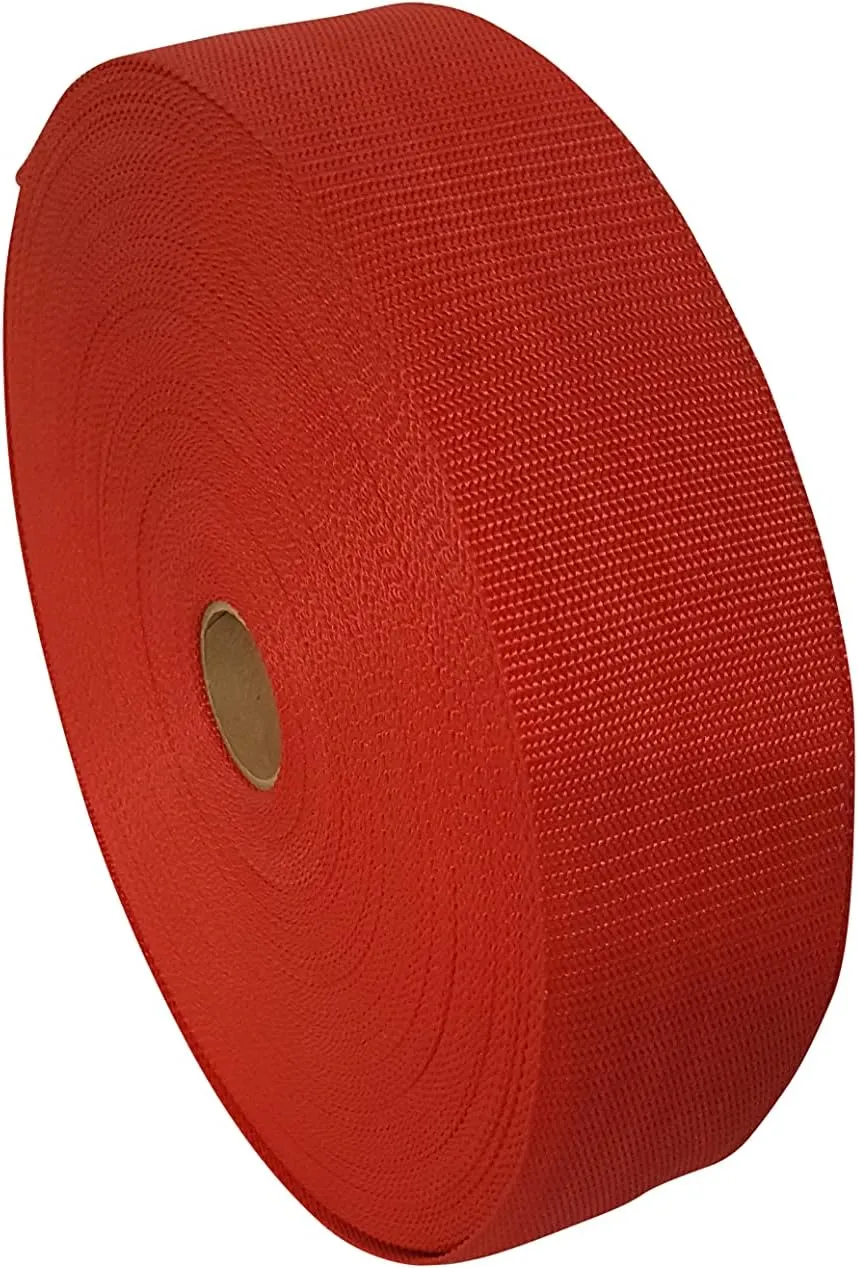 3 Inch 150 Feet Heavy Polypropylene Webbing for General Use 50 Yards Made in USA. (Red)