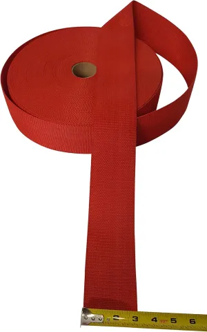 3 Inch 150 Feet Heavy Polypropylene Webbing for General Use 50 Yards Made in USA. (Red)