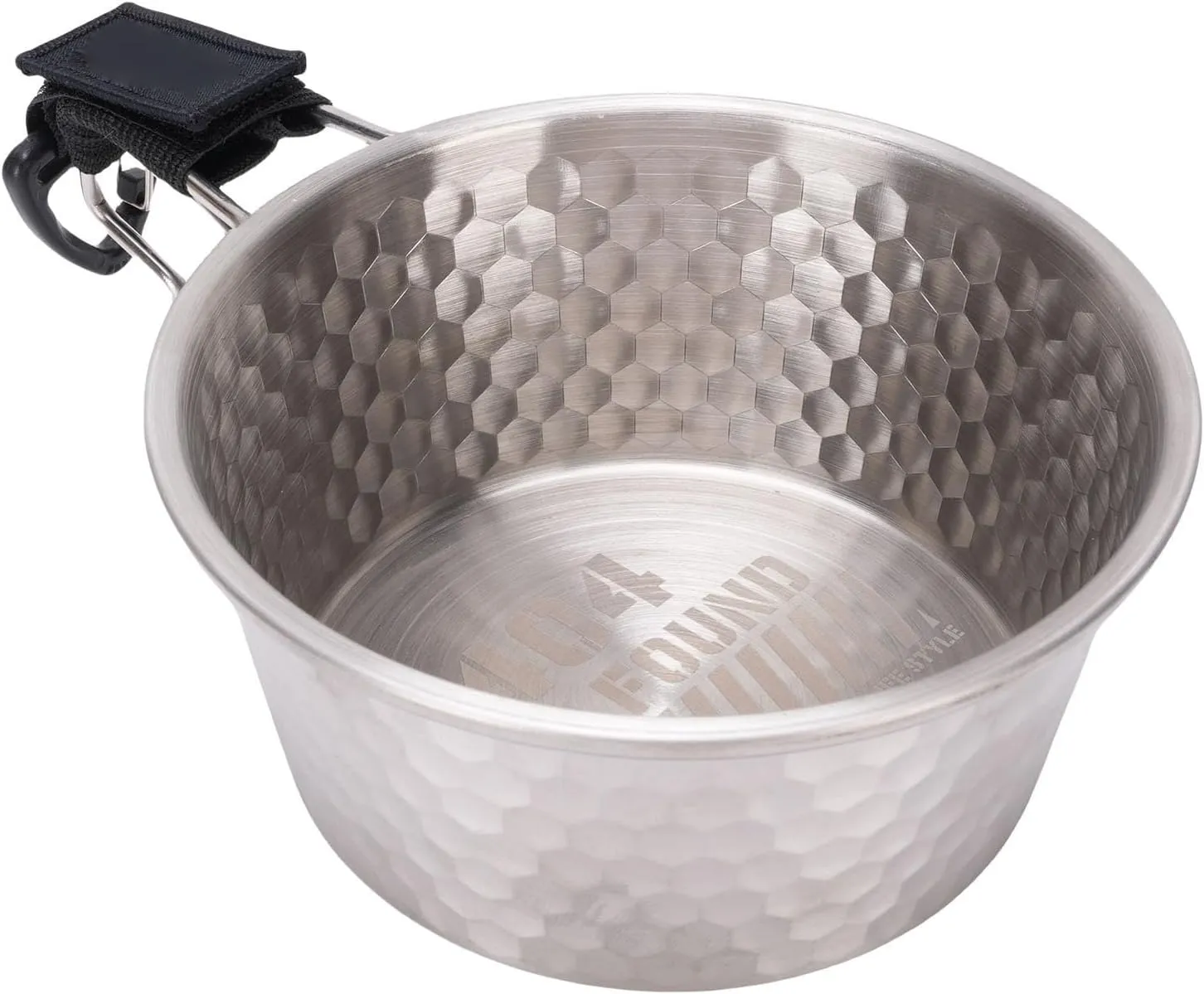 304 Stainless Steel Camping Bowl with Handle, Non Stick Coating Handle Exquisite Hammered Design for RV Travel