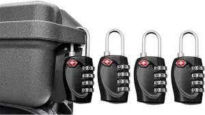 4 Pack TSA Approved Gun Case Locks for Pistol Case, 4 Digits Travel Locks Small Tool Box Combo Lock Combination Padlocks for Gun Cases/Luggage/Firearm Air Travel Cases, Small Dial Zipper Pad Lock