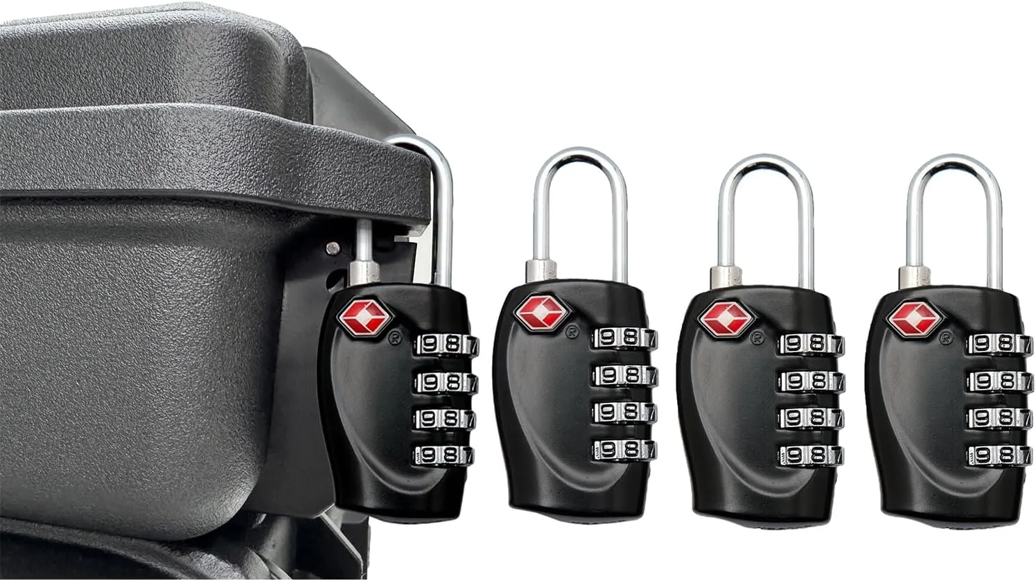 4 Pack TSA Approved Gun Case Locks for Pistol Case, 4 Digits Travel Locks Small Tool Box Combo Lock Combination Padlocks for Gun Cases/Luggage/Firearm Air Travel Cases, Small Dial Zipper Pad Lock