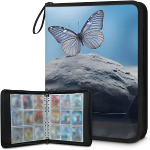 4 Pocket Card Binder, Colorful Butterfly 400 Pockets Collector Album with Zipper Trading Card Binder, Mystic Butterfly Double Sided Pocket Collection Binder