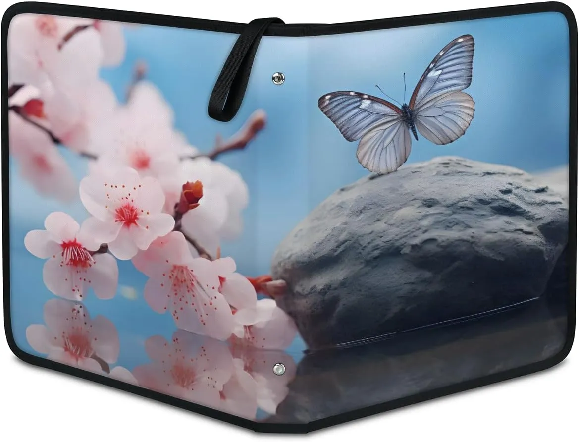 4 Pocket Card Binder, Colorful Butterfly 400 Pockets Collector Album with Zipper Trading Card Binder, Mystic Butterfly Double Sided Pocket Collection Binder