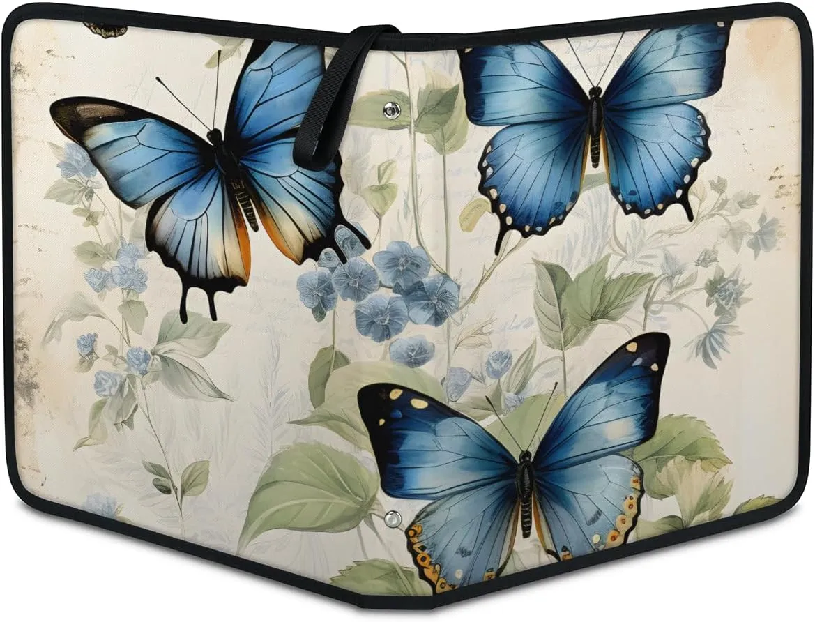 4 Pocket Card Binder, Colorful Butterfly 400 Pockets Collector Album with Zipper Trading Card Binder, Retro Butterfly Double Sided Pocket Collection Binder