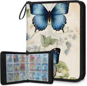 4 Pocket Card Binder, Colorful Butterfly 400 Pockets Collector Album with Zipper Trading Card Binder, Retro Butterfly Double Sided Pocket Collection Binder