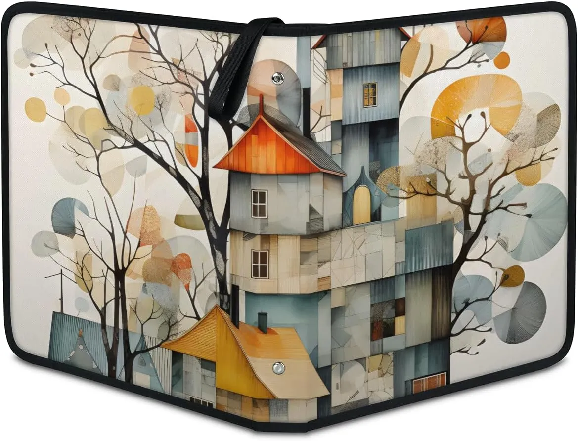 4 Pocket Card Binder, Colorful Castle 400 Pockets Collector Album with Zipper Trading Card Binder, Watercolor Castle Double Sided Pocket Collection Binder