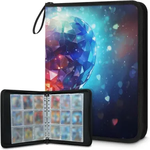 4 Pocket Card Binder, Colorful Diamond Heart 400 Pockets Collector Album with Zipper Trading Card Binder, Double Sided Pocket Collection Binder