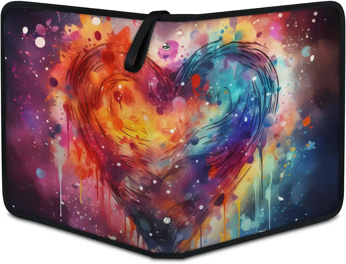 4 Pocket Card Binder, Colorful Heart 400 Pockets Collector Album with Zipper Trading Card Binder, Double Sided Pocket Collection Binder
