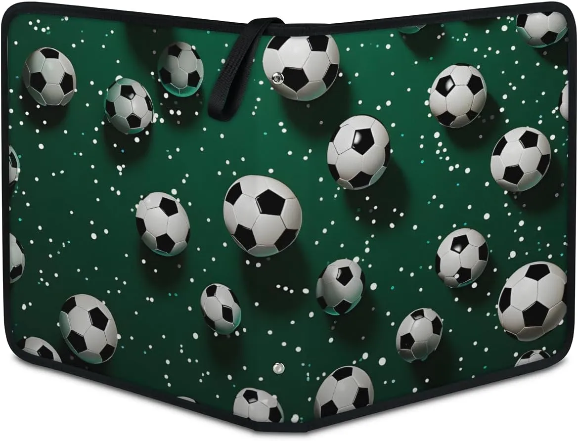 4 Pocket Card Binder, Colorful Soccer 400 Pockets Collector Album with Zipper Trading Card Binder, Glitter Soccer Double Sided Pocket Collection Binder