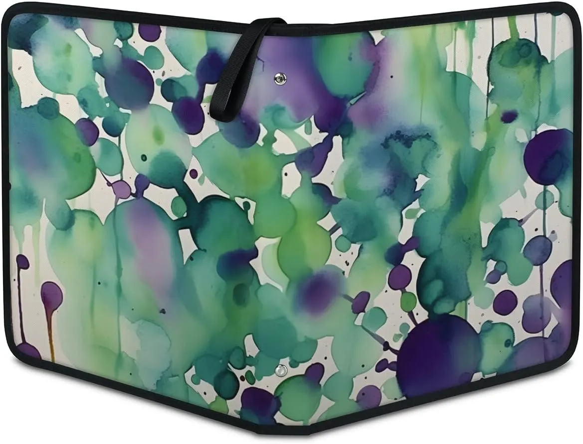 4 Pocket Card Binder, Colorful Spray 400 Pockets Collector Album with Zipper Trading Card Binder, Watercolor Explosion Double Sided Pocket Collection Binder