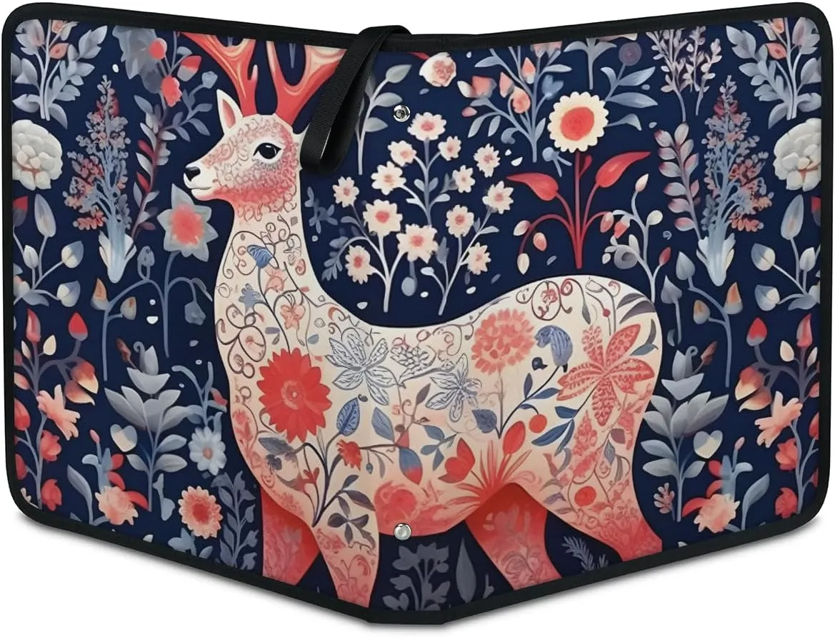 4 Pocket Card Binder, Forest Giraffe 400 Pockets Collector Album with Zipper Trading Card Binder, Colorful Giraffe Double Sided Pocket Collection Binder