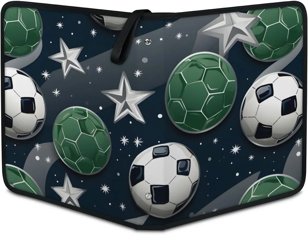 4 Pocket Card Binder, Graffiti Football 400 Pockets Collector Album with Zipper Trading Card Binder, Colorful Soccer Double Sided Pocket Collection Binder