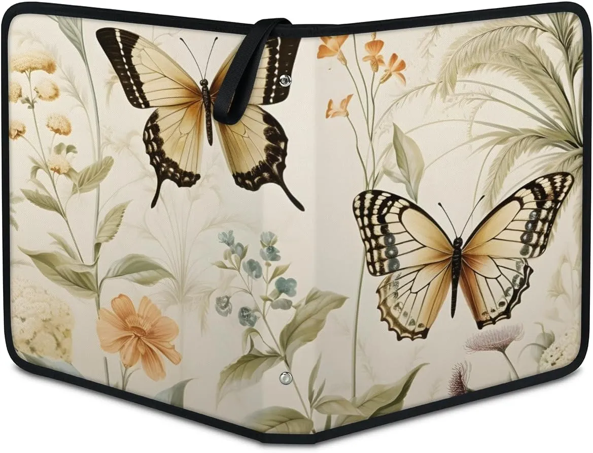 4 Pocket Card Binder, Retro Butterfly 400 Pockets Collector Album with Zipper Trading Card Binder, Colorful Butterfly Double Sided Pocket Collection Binder