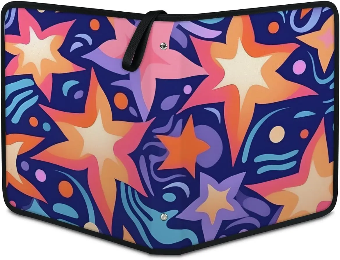 4 Pocket Card Binder, Retro Star 400 Pockets Collector Album with Zipper Trading Card Binder, Colorful Star Double Sided Pocket Collection Binder