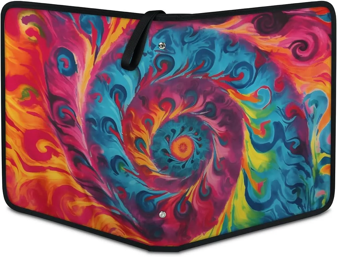 4 Pocket Card Binder, Tie Dye Colorful 400 Pockets Collector Album with Zipper Trading Card Binder, Double Sided Pocket Collection Binder