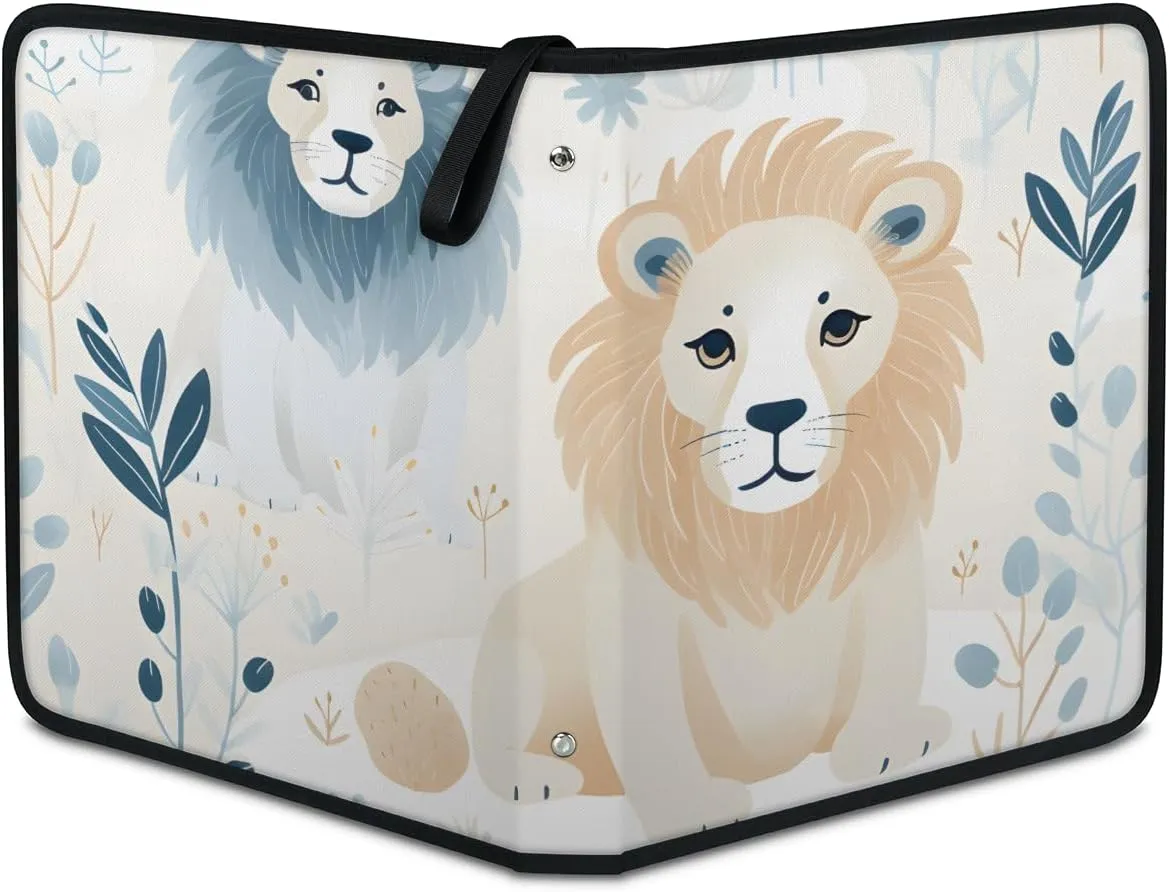 4 Pocket Card Binder, Watercolor Lion 400 Pockets Collector Album with Zipper Trading Card Binder, Colorful Lion Double Sided Pocket Collection Binder