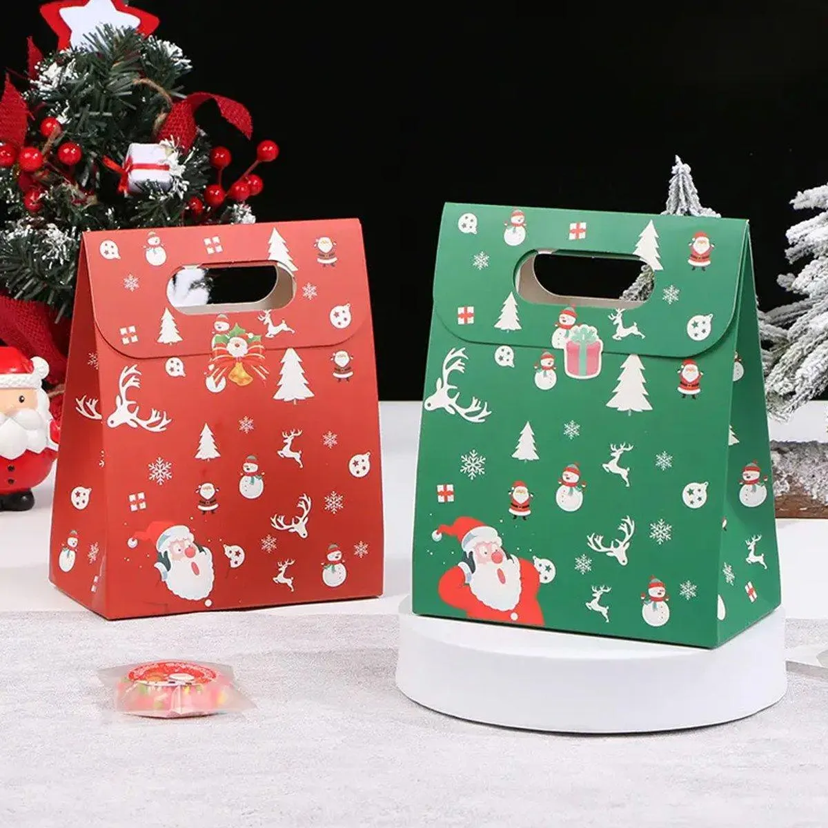 50PCS Christmas Candy Biscuit Packaging Box Gift Bag