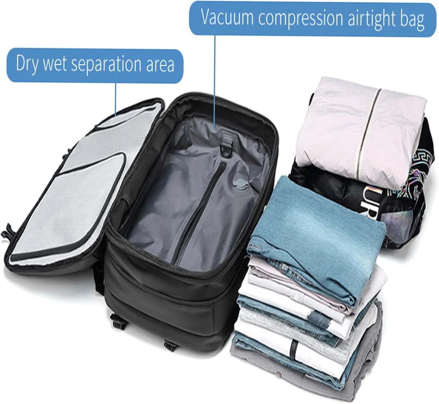 60L Airback Backpacks Expandable Travel Backpack Vacuum Compression Carry on BackPack Anti-theft Waterproof 17inch Laptop Bag