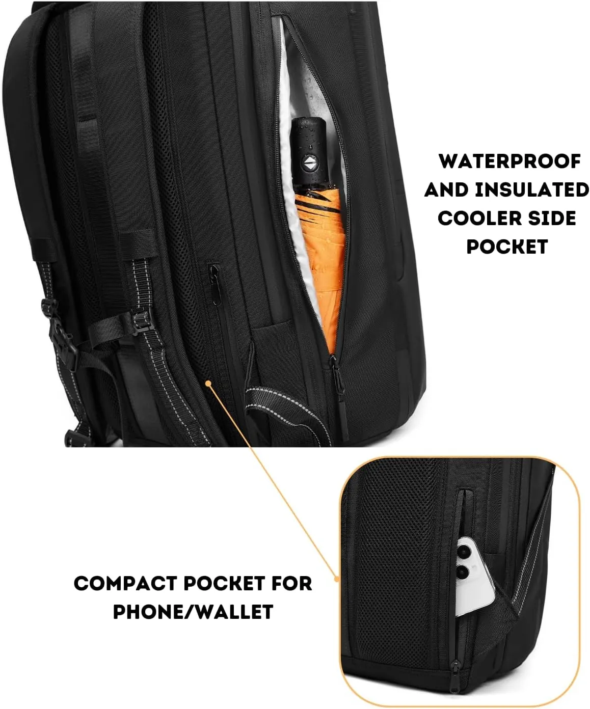 70L Vacuum Backpack for Travel with Pump, Expandable Vacuum Seal Compression Backpack with TSA Lock, Charging Port, fit 19" Laptop, Water Waterproof, for Business Trip, College, Camping