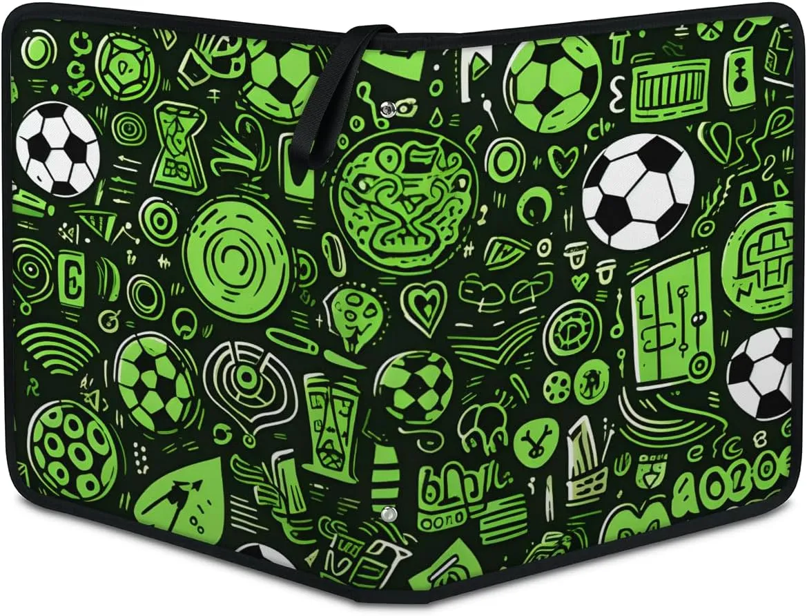 9 Pocket Card Binder, 3D Football 900 Pockets Collector Album with Zipper Trading Card Binder, Colorful Football Double Sided Pocket Collection Binder