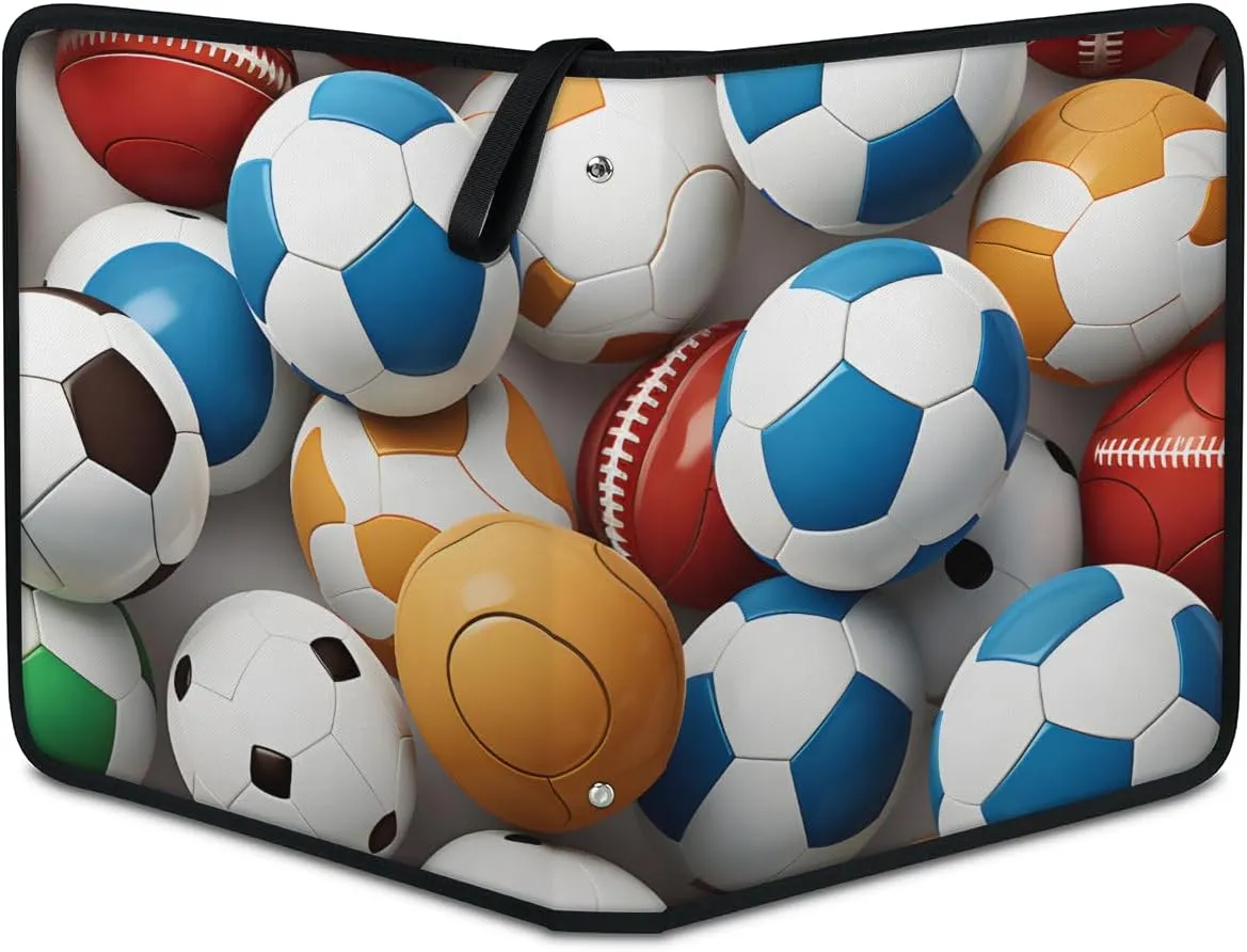 9 Pocket Card Binder, Cartoon Football 900 Pockets Collector Album with Zipper Trading Card Binder, Colorful Soccer Double Sided Pocket Collection Binder