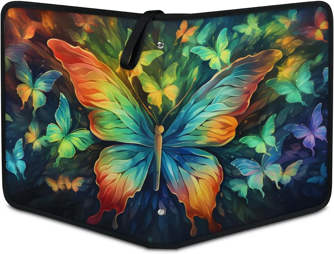 9 Pocket Card Binder, Colorful Butterfly 900 Pockets Collector Album with Zipper Trading Card Binder, Flame Butterfly Double Sided Pocket Collection Binder