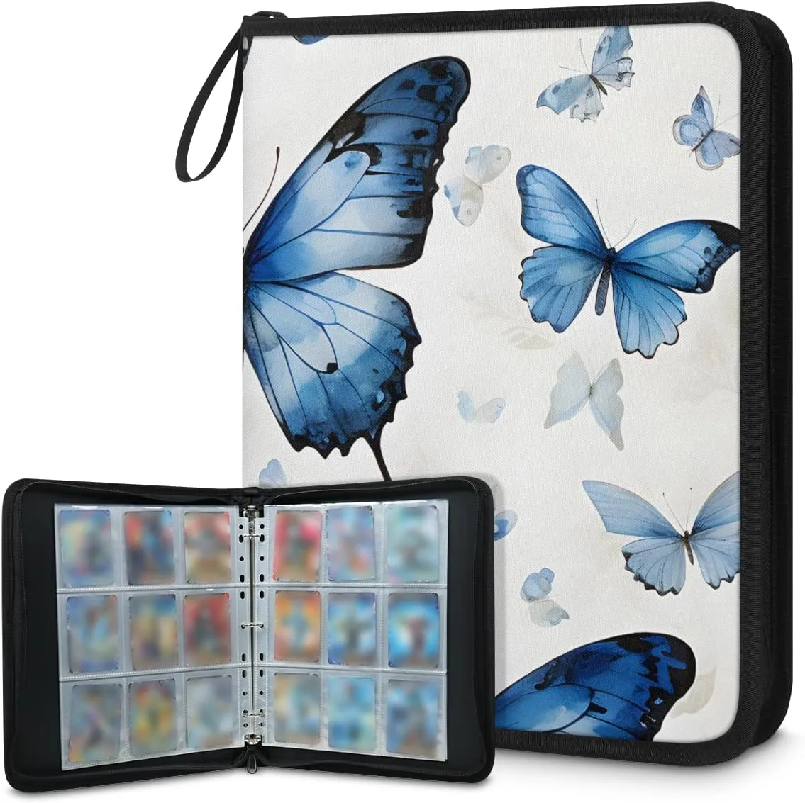 9 Pocket Card Binder, Colorful Butterfly 900 Pockets Collector Album with Zipper Trading Card Binder, Modern Butterfly Double Sided Pocket Collection Binder