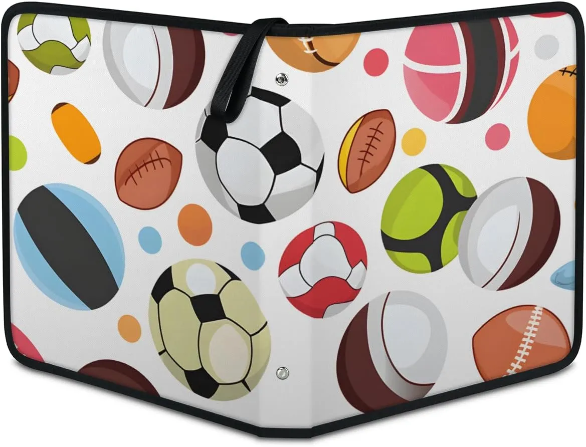 9 Pocket Card Binder, Colorful Soccer 900 Pockets Collector Album with Zipper Trading Card Binder, Cartoon Football Double Sided Pocket Collection Binder