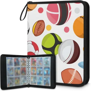9 Pocket Card Binder, Colorful Soccer 900 Pockets Collector Album with Zipper Trading Card Binder, Cartoon Football Double Sided Pocket Collection Binder