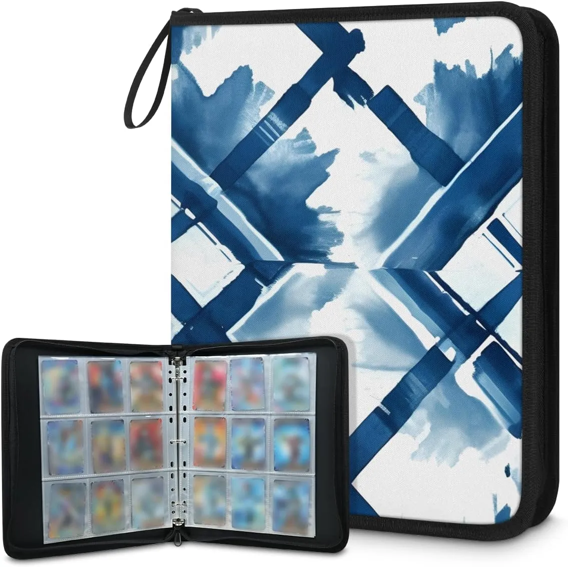 9 Pocket Card Binder, Colorful Spray 900 Pockets Collector Album with Zipper Trading Card Binder, Blurred Mandala Double Sided Pocket Collection Binder