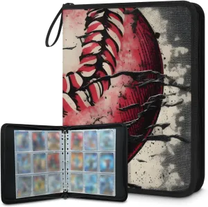 9 Pocket Card Binder, Heart Baseball 900 Pockets Collector Album with Zipper Trading Card Binder, Colorful Baseball Double Sided Pocket Collection Binder