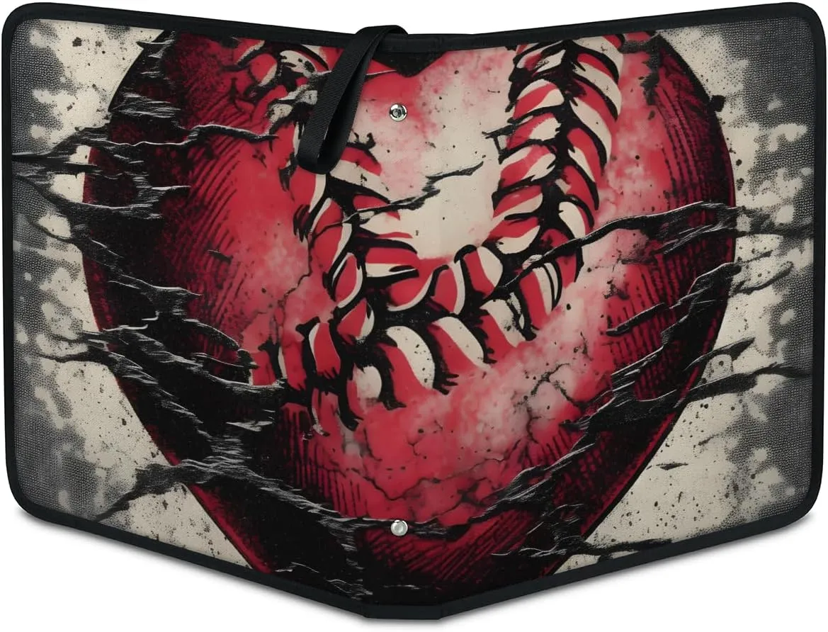 9 Pocket Card Binder, Heart Baseball 900 Pockets Collector Album with Zipper Trading Card Binder, Colorful Baseball Double Sided Pocket Collection Binder