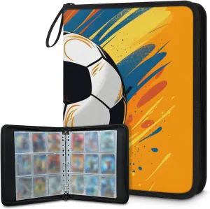 9 Pocket Card Binder, Modern Football 900 Pockets Collector Album with Zipper Trading Card Binder, Colorful Football Double Sided Pocket Collection Binder