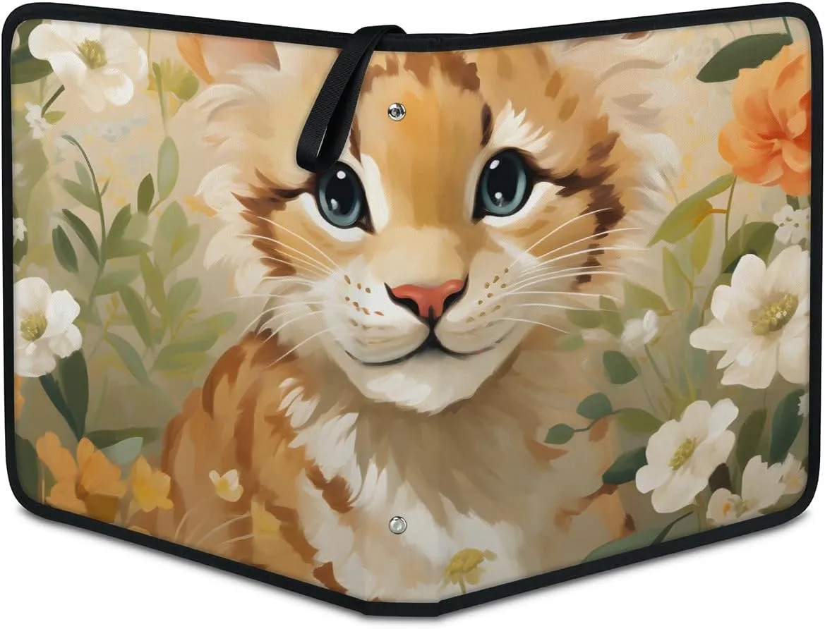 9 Pocket Card Binder, Tiger 900 Pockets Collector Album with Zipper Trading Card Binder, Colorful Flower Double Sided Pocket Collection Binder
