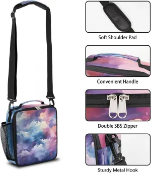 Abstract Smoky Clouds Lunch Bag for Women/Men, Insulated Lunch Box with Adjustable Shoulder Strap, Zipper Lunch Tote Bag for Work Picnic Camping